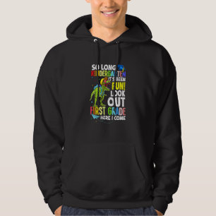 Kids Trex Dinosaur So Long Kindergarten Here I Com Hoodie