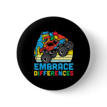 Kids Trex Monster Truck Embrace Differences Autism Button