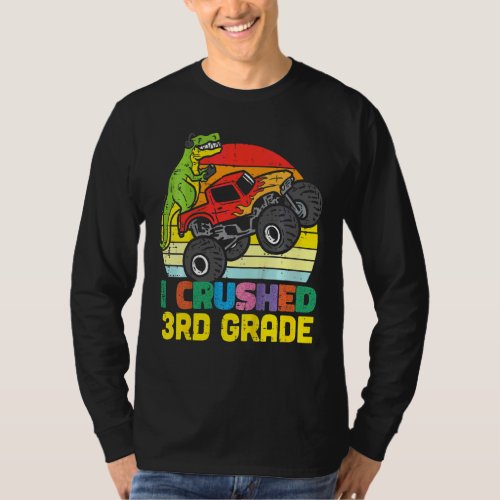 Kids Trex Monster Truck I Crushed 3rd Grade Retro  T_Shirt