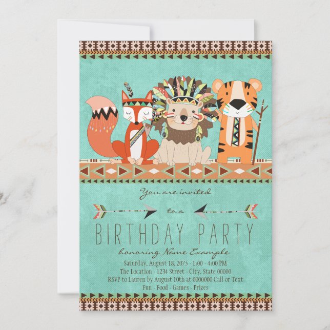 Kids Tribal Birthday Party Invitation (Front)