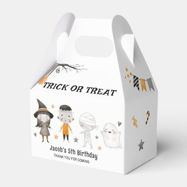 Kids Trick or Treat Halloween Birthday Favor Box (Front Side)