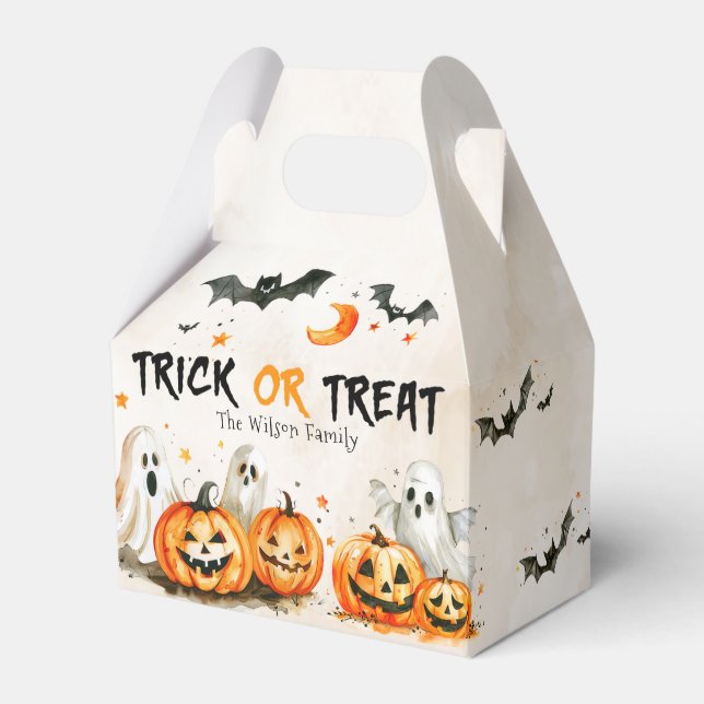 Kids Trick or Treat Halloween Birthday Favor Box (Front Side)