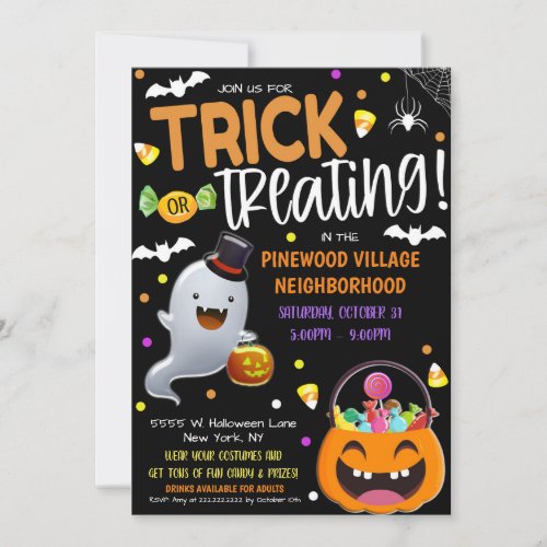 Kids Trick or Treat Halloween Party Invitation