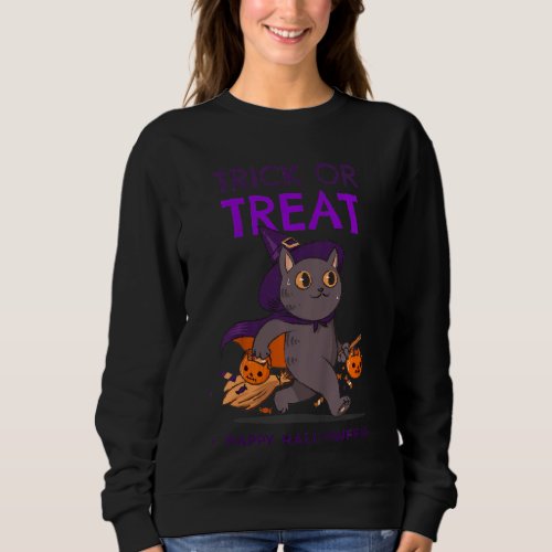 Kids Trick Or Treat Happy Halloween Funny Pumpkin  Sweatshirt