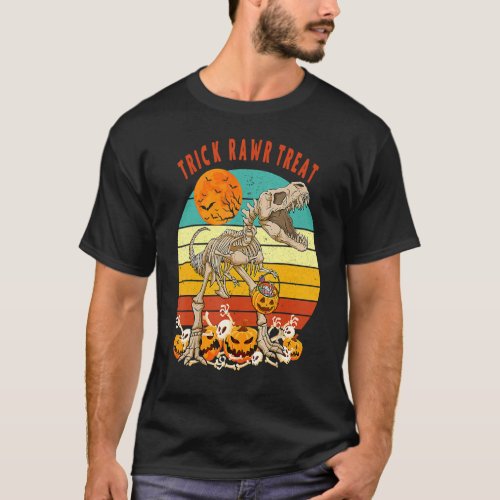 Kids Trick Rawr Treat Skeleton Dino Toddler Boys T_Shirt