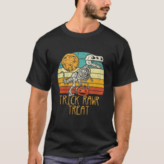 Kids Trick Rawr Treat Skeleton Dino Trex Toddler B T-Shirt