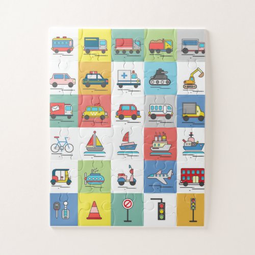 Kids Truck Vehicles Colorful Graphic Cute  Jigsaw Puzzle