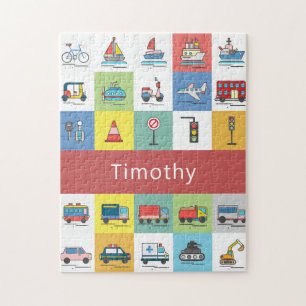 Kids Truck Vehicles Colorful Graphic Cute Jigsaw Puzzle