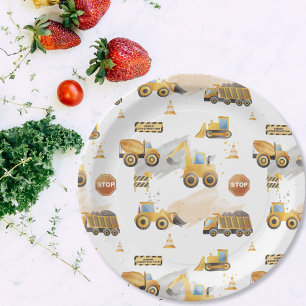 Kids Trucks Pattern Paper Plates