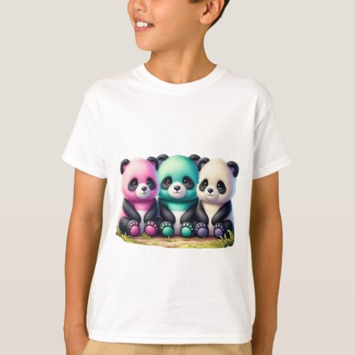 Kids Tshirt with Panda Illustration