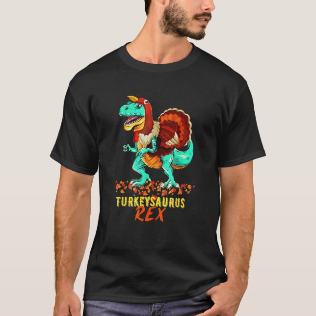 Kids Turkeysaurus Rex Dab Turkey Dino Toddler Than T-Shirt (Front)
