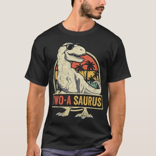 Kids Two a Saurus Birthday T Rex 2 Year Old Dino 2 T_Shirt