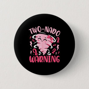 Kids Two-nado Warning 2nd Birthday Nk Tornado Birt Button