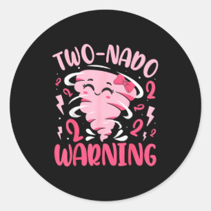Kids Two-nado Warning 2nd Birthday Nk Tornado Birt Classic Round Sticker