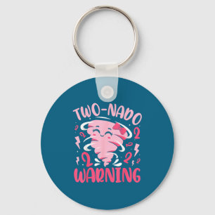 Kids Two-nado Warning 2nd Birthday Nk Tornado Birt Keychain