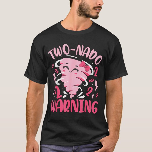 Kids Two-nado Warning 2nd Birthday Nk Tornado Birt T-Shirt (Front)