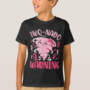 Kids Two-nado Warning 2nd Birthday Nk Tornado Birt T-Shirt