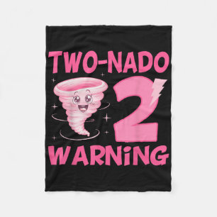 Kids Two-nado Warning 2nd Birthday Pink Tornado Bi Fleece Blanket