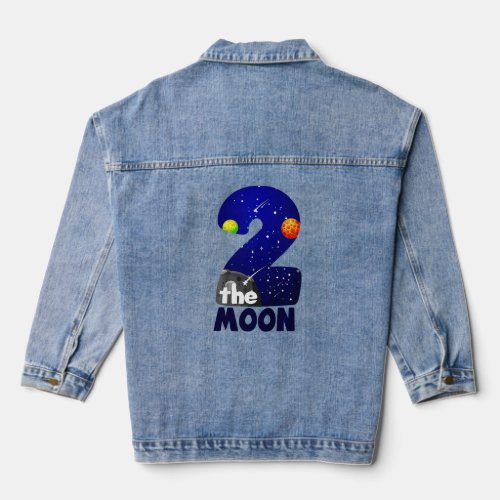 Kids TWO THE MOON  Toddler 2nd Birthday Gift For 2 Denim Jacket