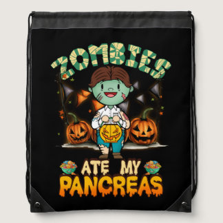 Kids Type 1 Diabetes Halloween Costume Zombies Ate Drawstring Bag