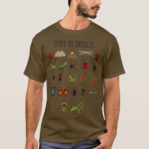 Kids Types Of Insects Bug Identification Science  T_Shirt