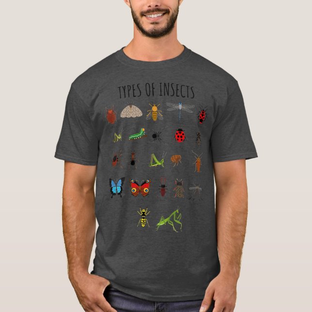 Kids Types Of Insects  Bug Identification T-Shirt (Front)