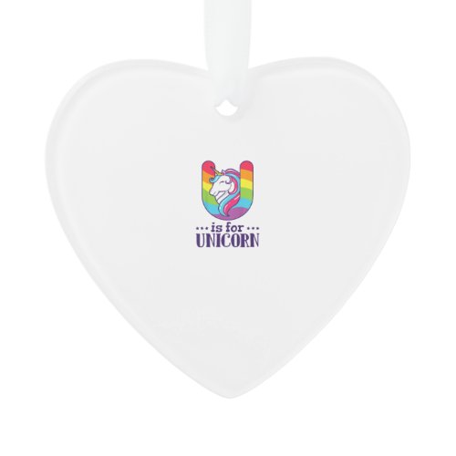 Kids U Is For Unicorn Alphabet T-Shirt Ornament