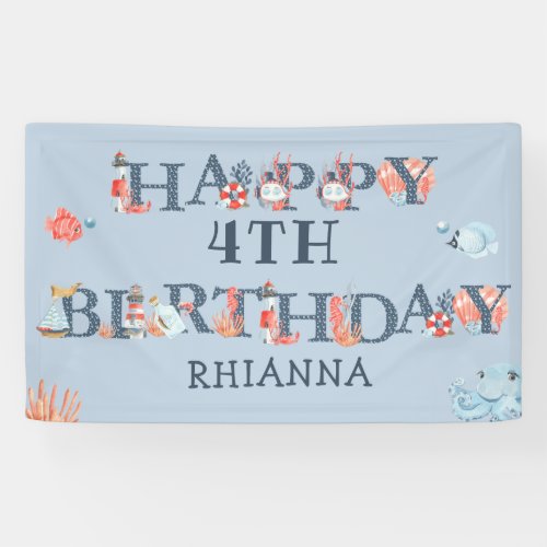 Kids Under The Sea Birthday Party Banner