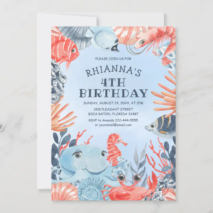 Kids Under The Sea Birthday Party Invitation | Zazzle