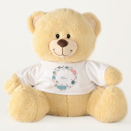 Kids Under the Sea Personalized Name Watercolor Teddy Bear