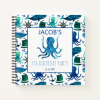 Kids Under The Sea Watercolor Nautical Octopus Notebook