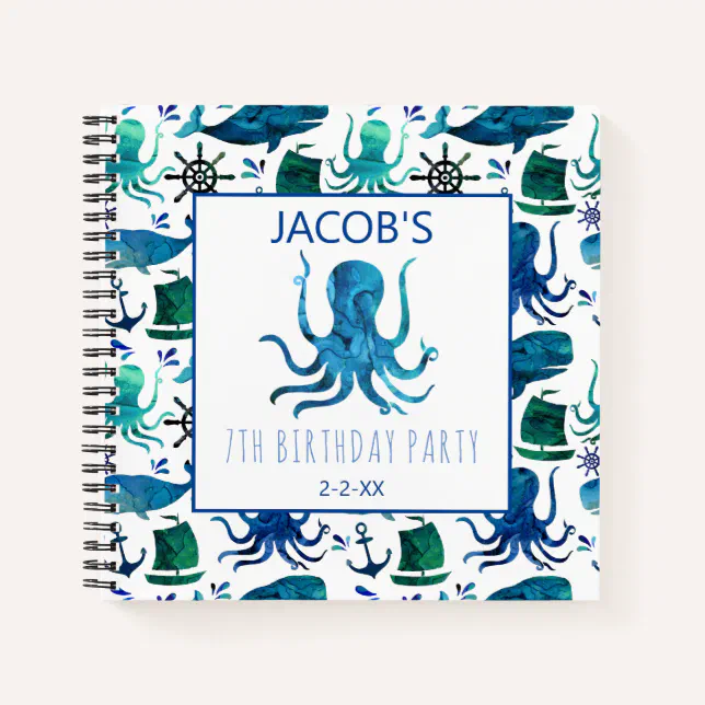Octopus Notebook Kids Under The Sea Watercolor Nautical Octopus Notebook | Zazzle