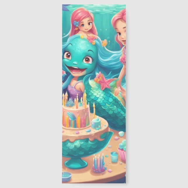 Kids underwater mermaid birthday party bookmarks (Front)