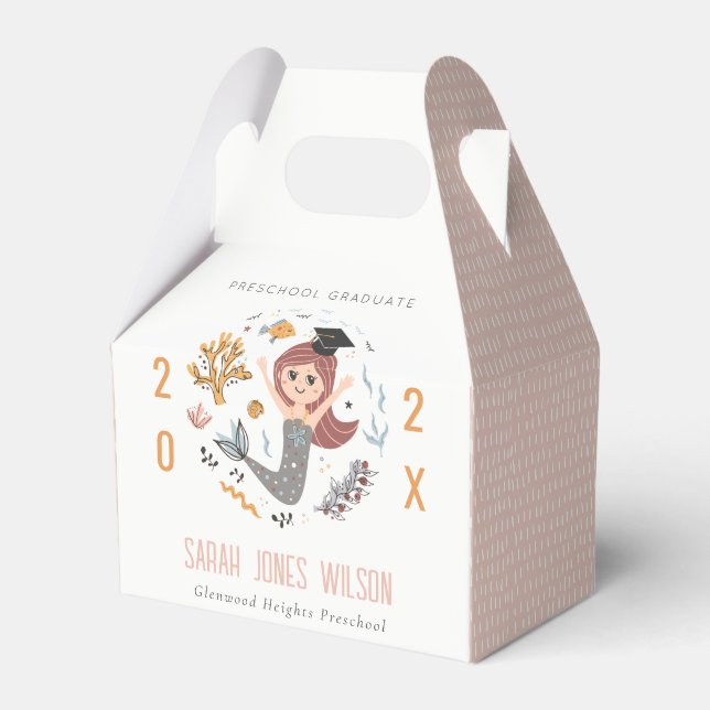 Kids Underwater Mermaid Preschool Graduation Party Favor Boxes (Front Side)