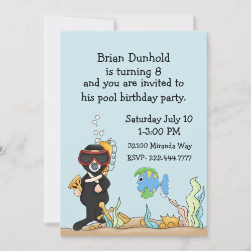 Kid's Underwater Theme Birthday Party Invitation
