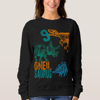 Kids Uneil Saurus 9th Birthday Boys Rex Bday Part Sweatshirt