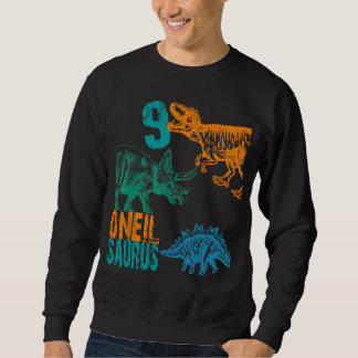 Kids Uneil Saurus 9th Birthday Boys Rex Bday Part Sweatshirt