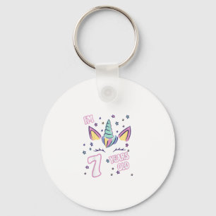 Kids Unicorn 7th birthday i'm 7 years old girl uni Keychain