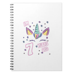 Kids Unicorn 7th birthday i'm 7 years old girl uni Notebook