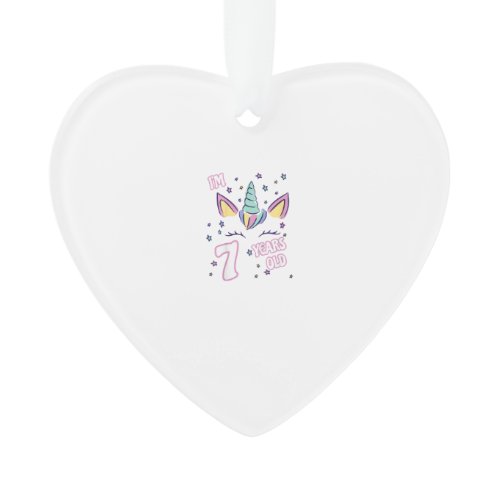 Kids Unicorn 7th birthday i'm 7 years old girl uni Ornament