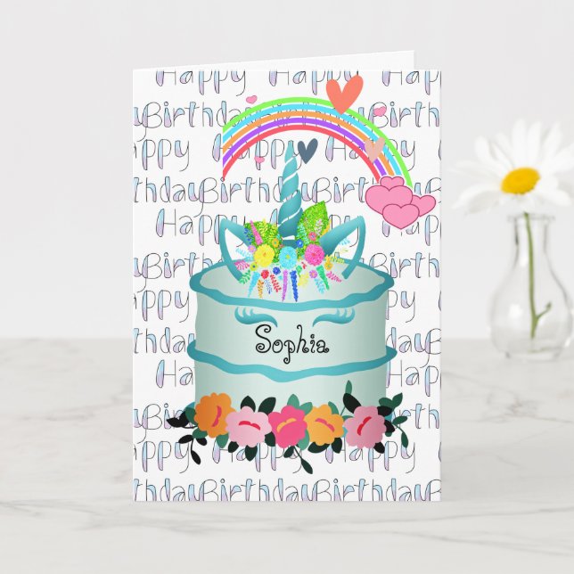 Kids Unicorn Cake Personalized Card (Small Plant)