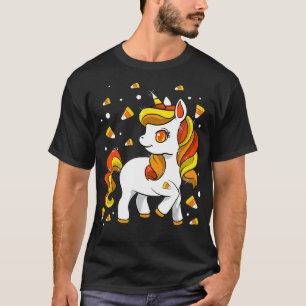 Kids Unicorn Candy Corn  Girls Halloween  T-Shirt