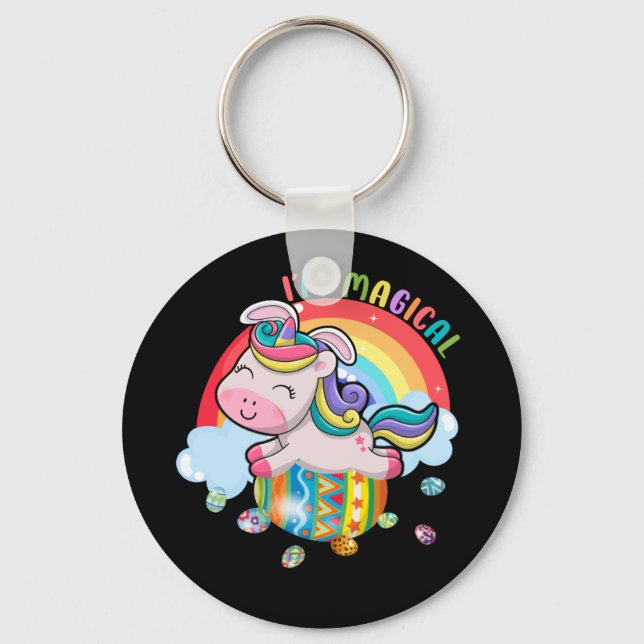 Kids Unicorn Easter Egg Rainbow Magical Keychain (Front)