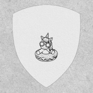 Kids Unicorn In A Donut For Coloring Paint Girl T- Patch