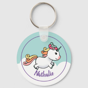 Kids unicorn keychain with name
