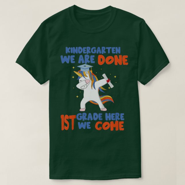 Kids Unicorn Kindergarten Done Graduated Kindergar T-Shirt (Design Front)