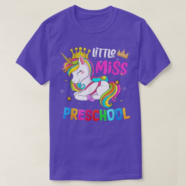 Kids Unicorn Little Miss Preschool Students Back t T-Shirt (Design Front)