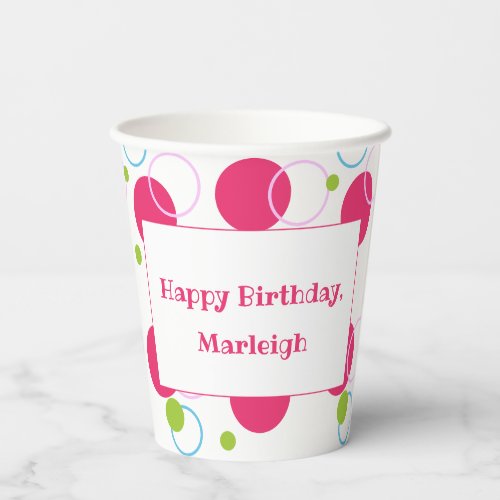 Kids Unicorn Pink Birthday Message Paper Cup