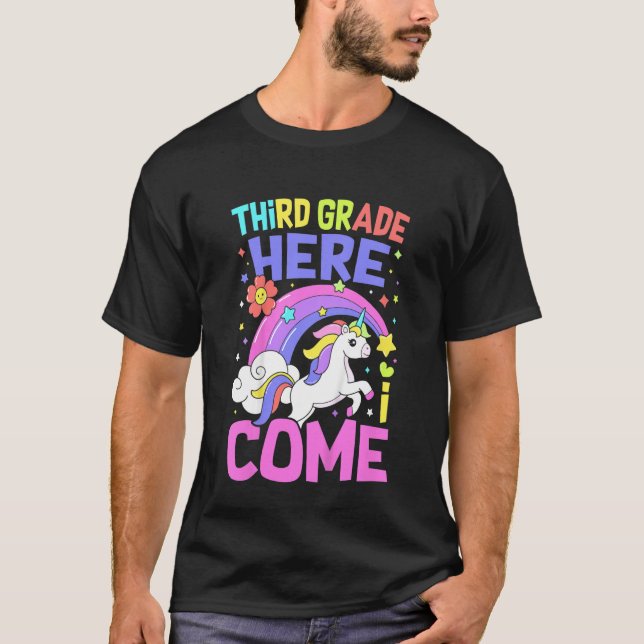 Kids Unicorn  Teacher Students Third Grade Back To T-Shirt (Front)