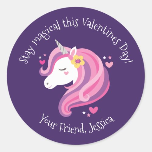 Kids Unicorn Valentines Day Sticker